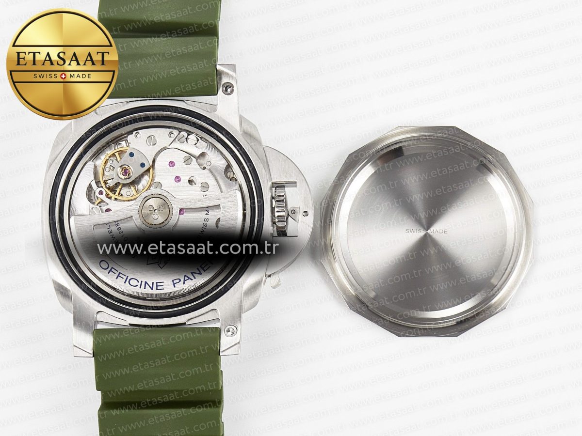 PAM1055 Luminor Submersible 42mm Verde Militare VSF 1:1 Best Edition on Green Rubber Strap P.900 Clone - Görsel 19