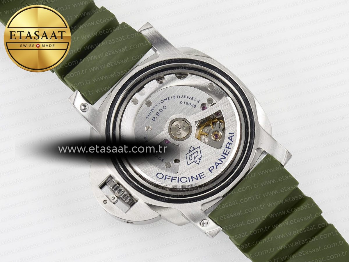 PAM1055 Luminor Submersible 42mm Verde Militare VSF 1:1 Best Edition on Green Rubber Strap P.900 Clone - Görsel 20