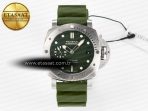 PAM1055 Luminor Submersible 42mm Verde Militare VSF 1:1 Best Edition on Green Rubber Strap P.900 Clone - Görsel 3