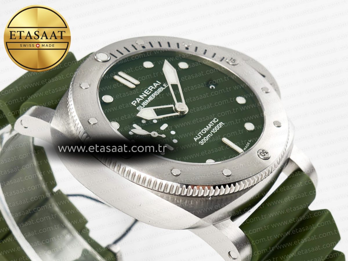 PAM1055 Luminor Submersible 42mm Verde Militare VSF 1:1 Best Edition on Green Rubber Strap P.900 Clone - Görsel 7