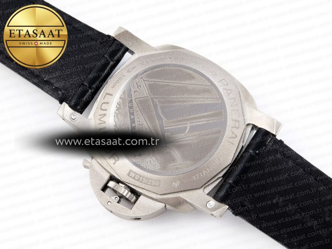 PAM1096 W LUMINOR GMT 42MM TITANIUM VSF 1:1 BEST EDITION BLACK DIAL ON BLACK LEATHER STRAP P.9011 SUPER CLONE - Görsel 18