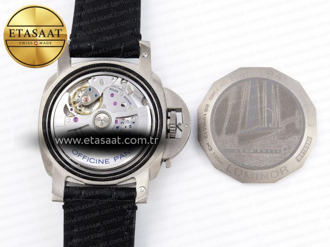 PAM1096 W LUMINOR GMT 42MM TITANIUM VSF 1:1 BEST EDITION BLACK DIAL ON BLACK LEATHER STRAP P.9011 SUPER CLONE - Görsel 19
