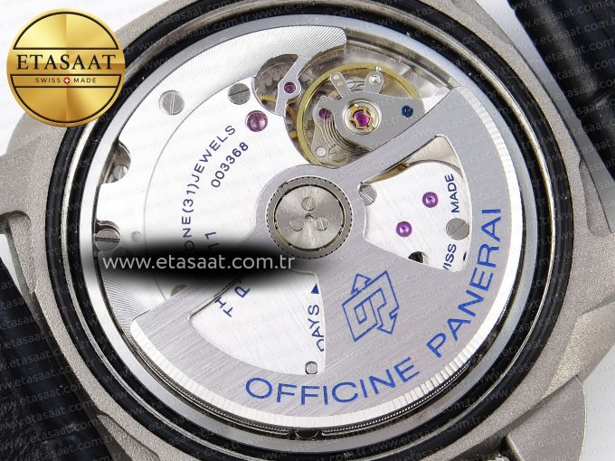 PAM1096 W LUMINOR GMT 42MM TITANIUM VSF 1:1 BEST EDITION BLACK DIAL ON BLACK LEATHER STRAP P.9011 SUPER CLONE - Görsel 20