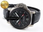 PAM1096 W LUMINOR GMT 42MM TITANIUM VSF 1:1 BEST EDITION BLACK DIAL ON BLACK LEATHER STRAP P.9011 SUPER CLONE - Görsel 6