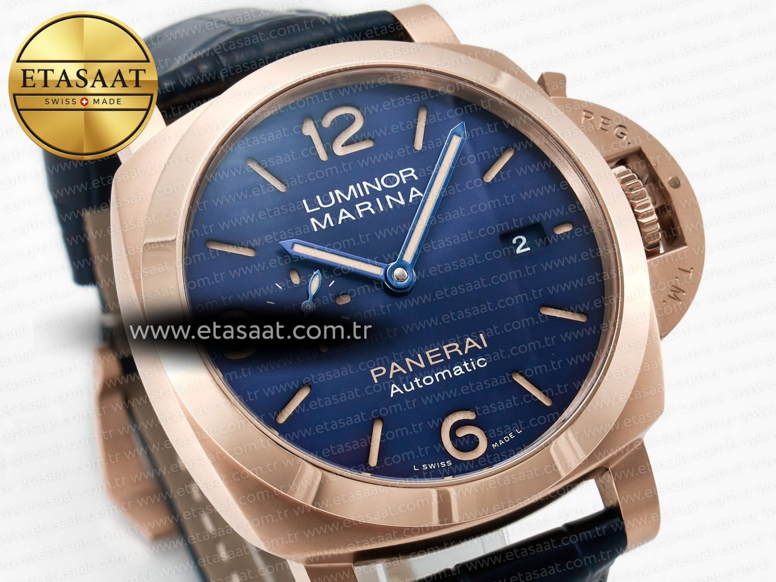 PAM1157 W TTF 1:1 Best Edition on Blue Leather Strap P9010 - Görsel 5