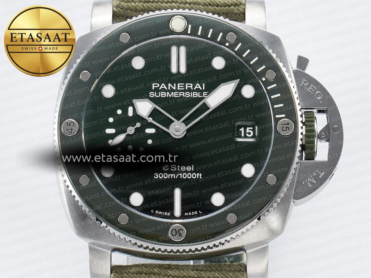 PAM1287 Y VSF 1:1 Best Edition Green Dial on Green Nylon Strap P900 - Görsel 4