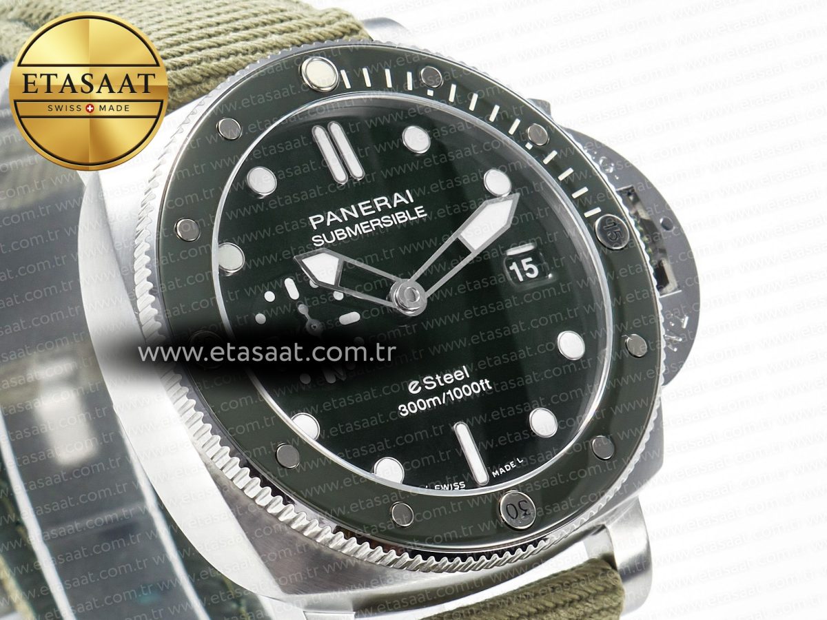 PAM1287 Y VSF 1:1 Best Edition Green Dial on Green Nylon Strap P900 - Görsel 5