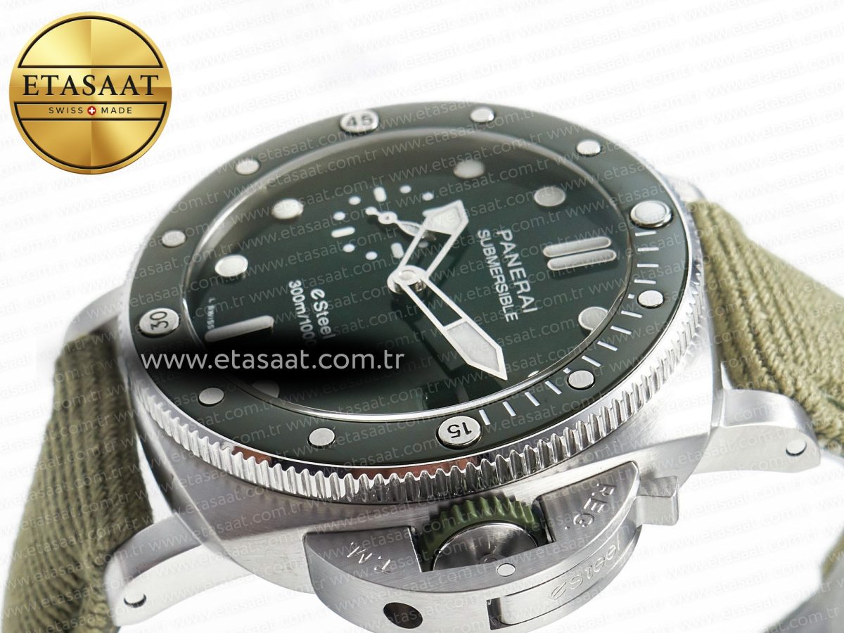 PAM1287 Y VSF 1:1 Best Edition Green Dial on Green Nylon Strap P900 - Görsel 6