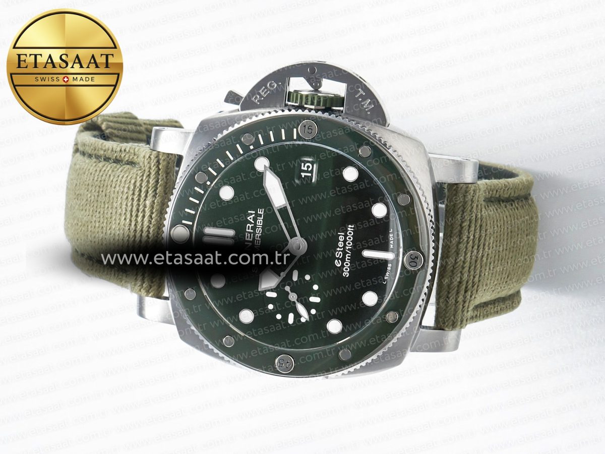PAM1287 Y VSF 1:1 Best Edition Green Dial on Green Nylon Strap P900 - Görsel 9