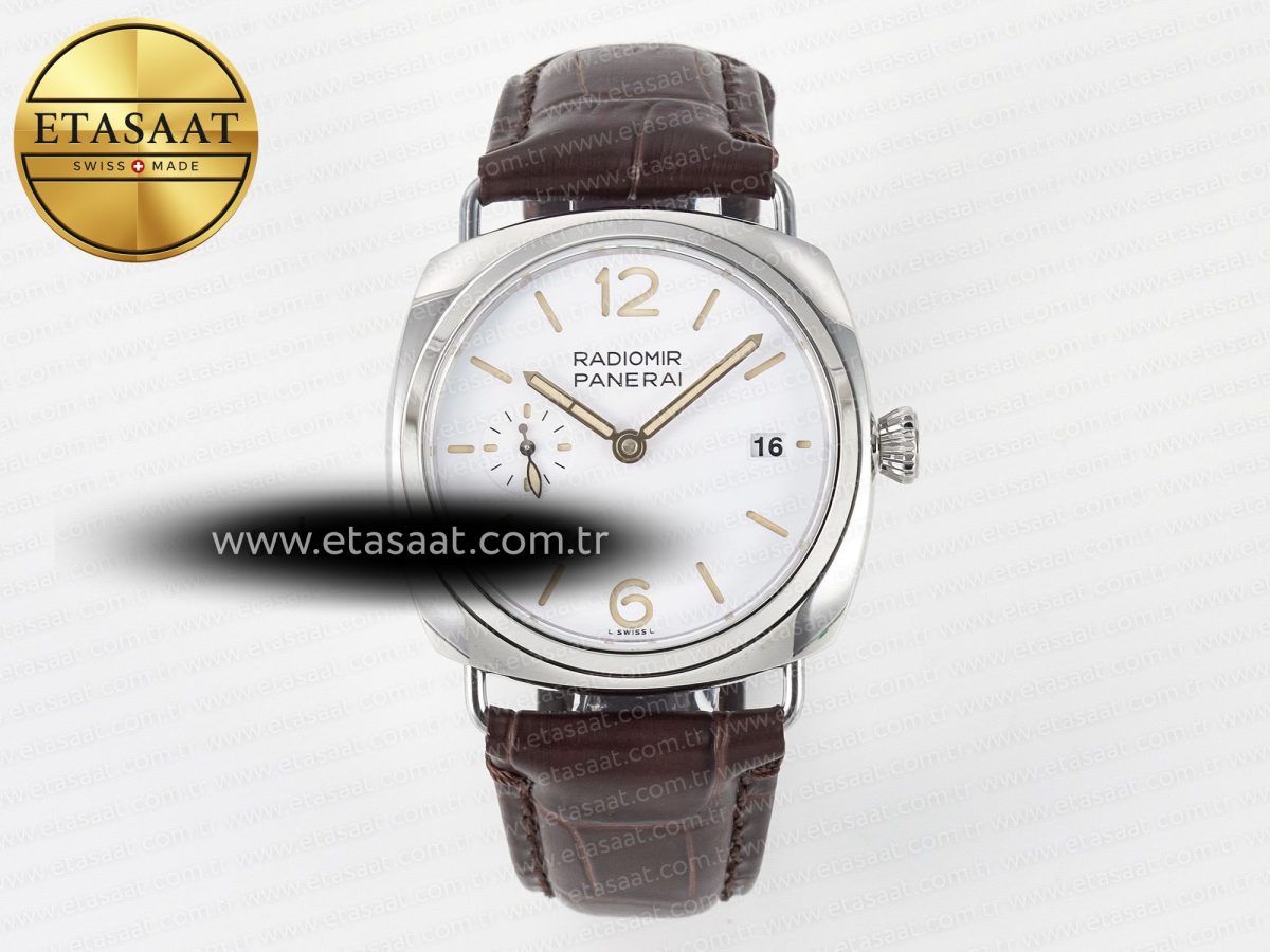 PAM1292 Radiomir 40mm TTF 1:1 Best Edition White Dial on Brown Leather Strap P900 - Görsel 3