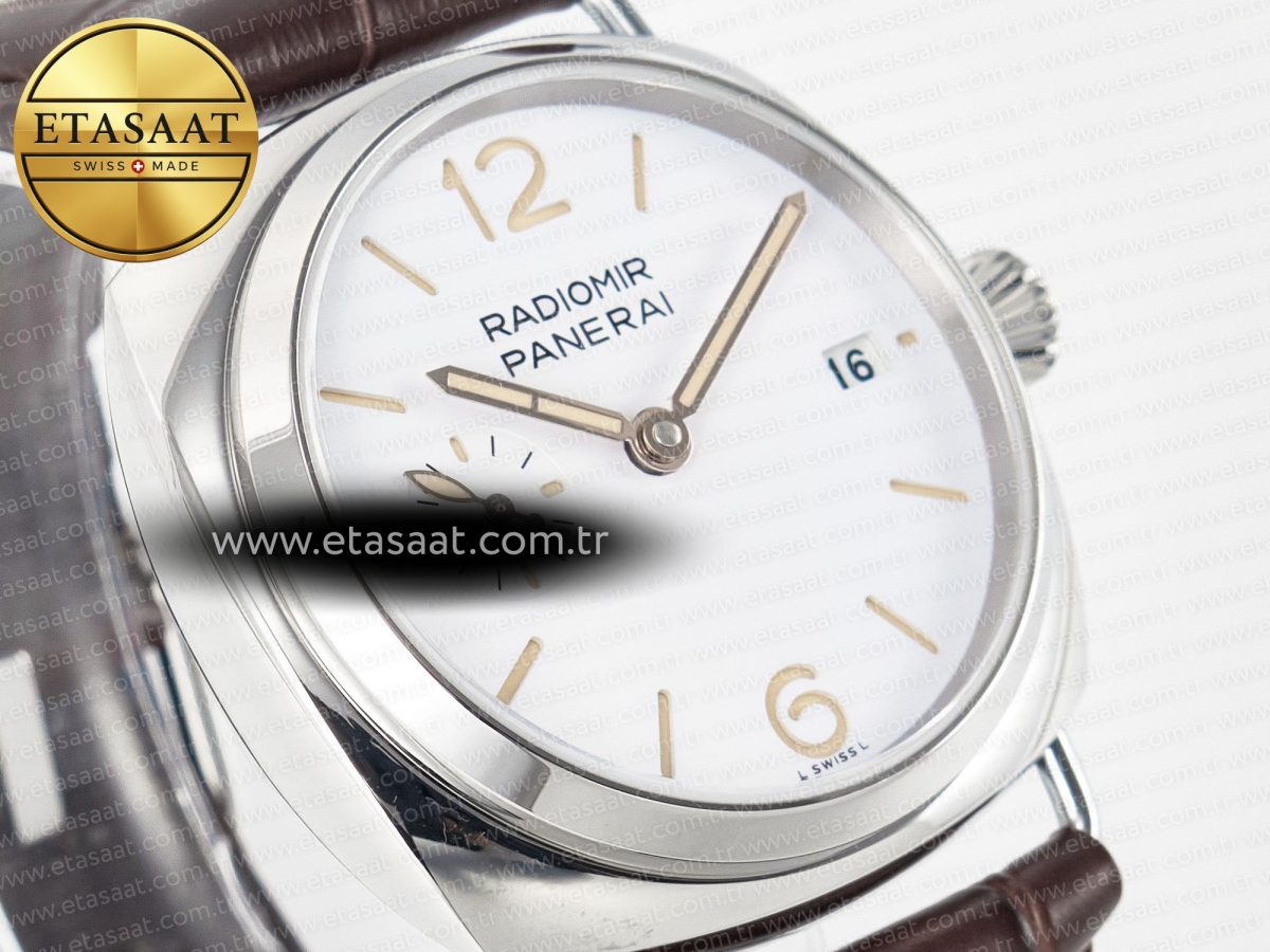 PAM1292 Radiomir 40mm TTF 1:1 Best Edition White Dial on Brown Leather Strap P900 - Görsel 5