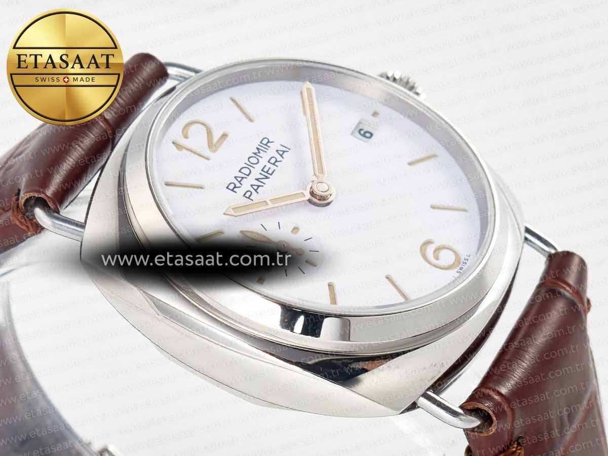 PAM1292 Radiomir 40mm TTF 1:1 Best Edition White Dial on Brown Leather Strap P900 - Görsel 7