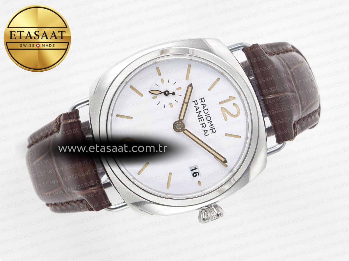 PAM1292 Radiomir 40mm TTF 1:1 Best Edition White Dial on Brown Leather Strap P900 - Görsel 8