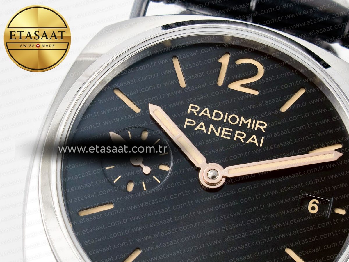 PAM1294 Radiomir 40mm TTF 1:1 Best Edition Black Dial on Black Leather Strap P900 - Görsel 10