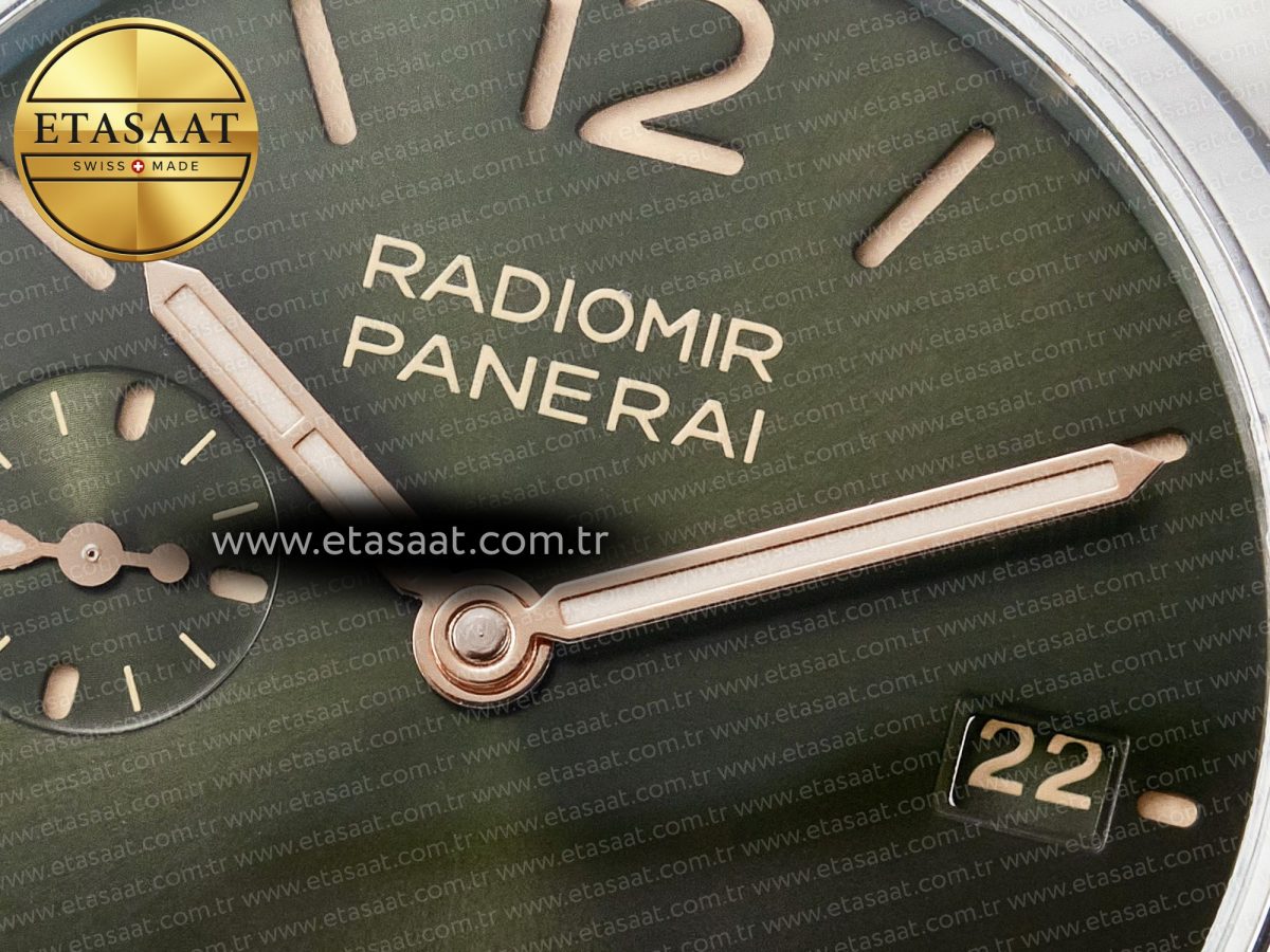 PAM1386 Radiomir 40mm TTF 1:1 Best Edition Green Dial on Brown Leather Strap P900 - Görsel 11