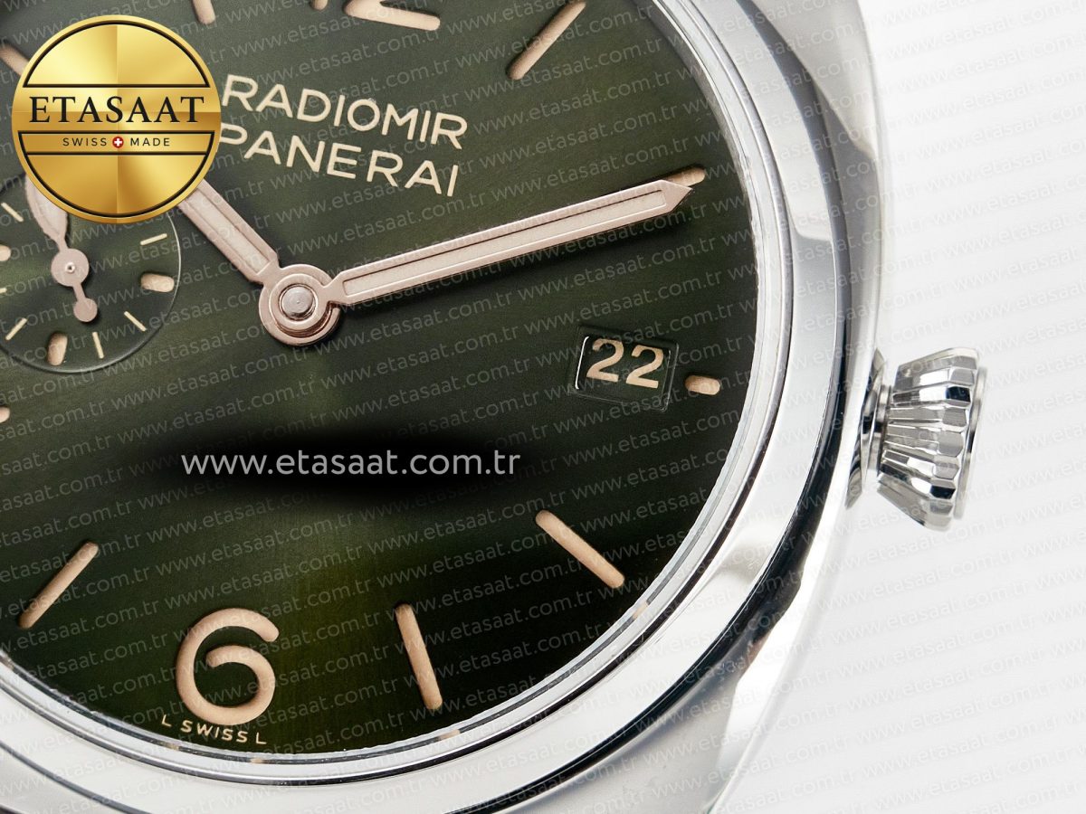 PAM1386 Radiomir 40mm TTF 1:1 Best Edition Green Dial on Brown Leather Strap P900 - Görsel 12