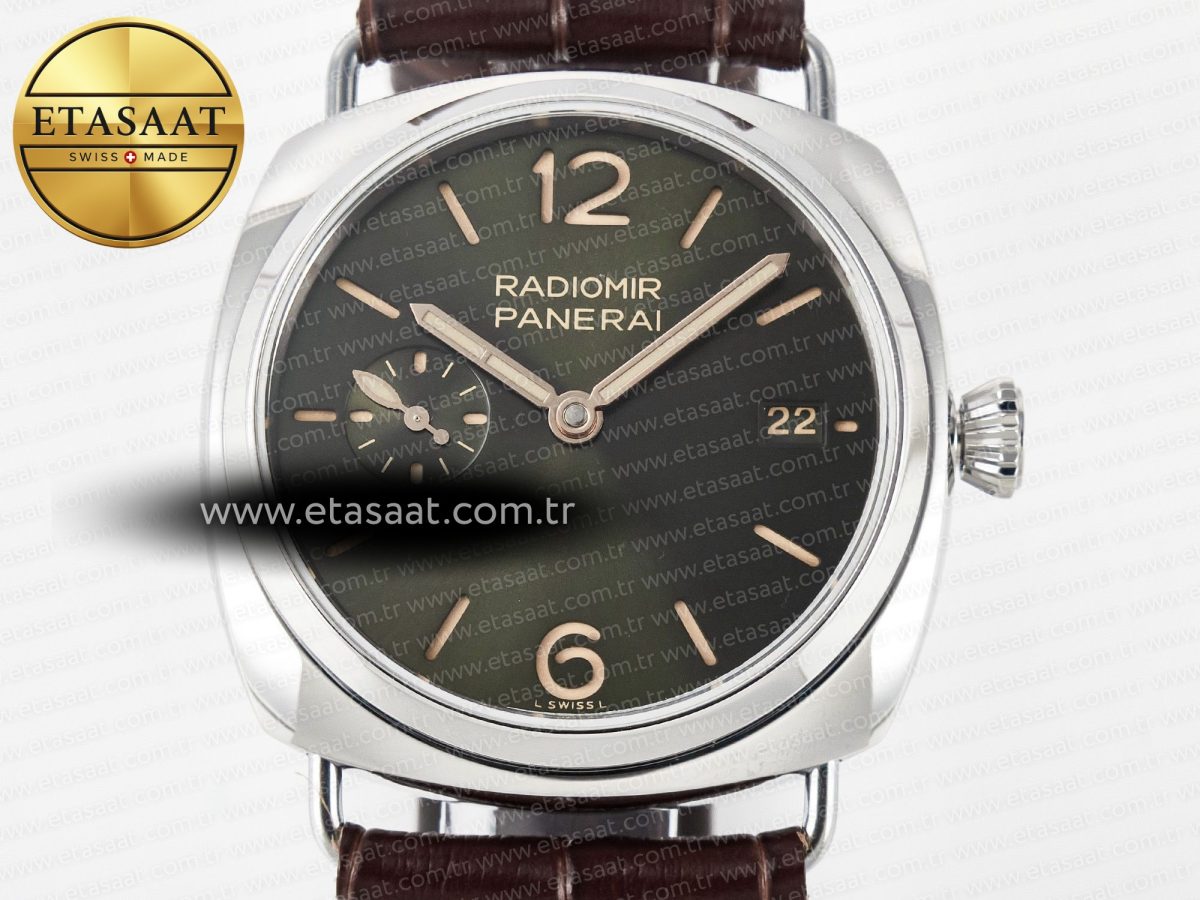 PAM1386 Radiomir 40mm TTF 1:1 Best Edition Green Dial on Brown Leather Strap P900 - Görsel 4