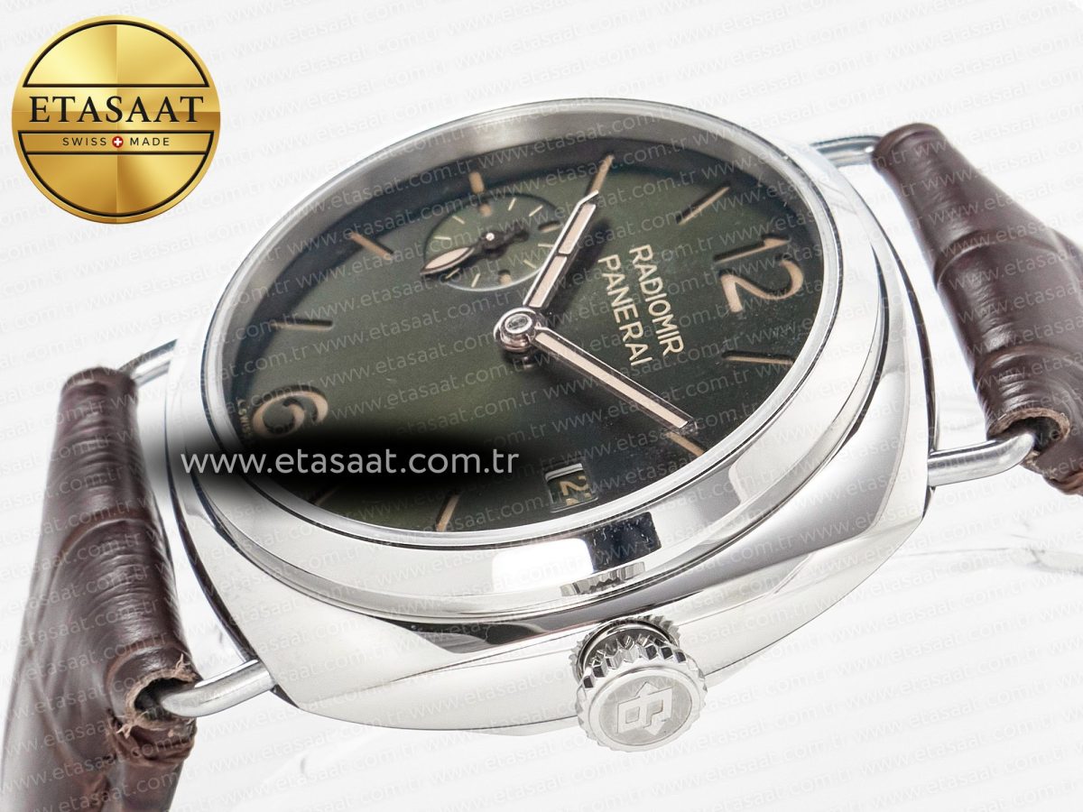 PAM1386 Radiomir 40mm TTF 1:1 Best Edition Green Dial on Brown Leather Strap P900 - Görsel 6