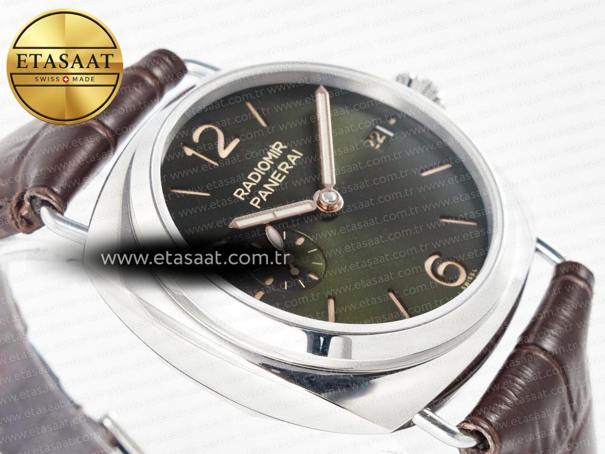 PAM1386 Radiomir 40mm TTF 1:1 Best Edition Green Dial on Brown Leather Strap P900 - Görsel 7