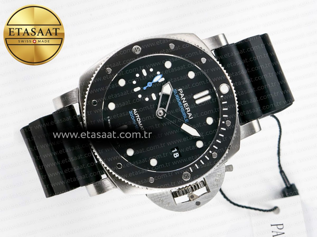 PAM683 Luminor Submersible 42mm VSF Best Edition Black Dial on Rubber Strap P900 Clone - Görsel 8