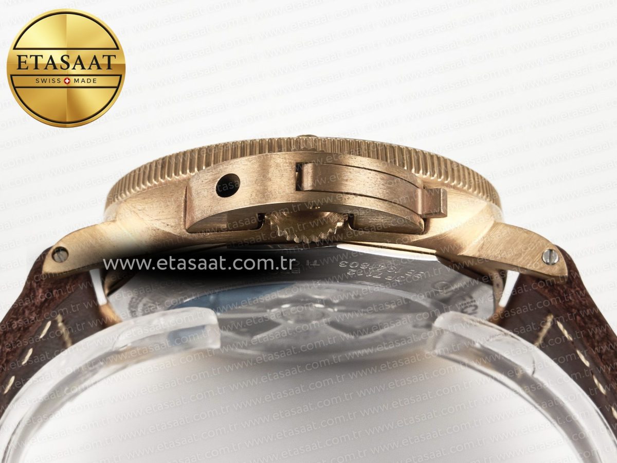 PAM968 V Bronzo VSF 1:1 Best Edition Brown Ceramic Bezel and Dial on Brown Calfskin Strap P.9010 Clone - Görsel 16