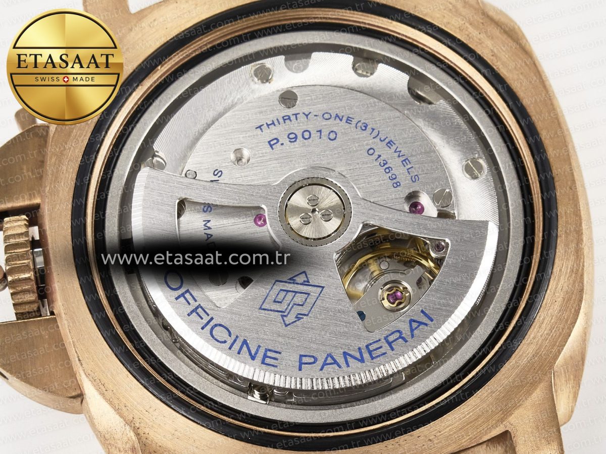 PAM968 V Bronzo VSF 1:1 Best Edition Brown Ceramic Bezel and Dial on Brown Calfskin Strap P.9010 Clone - Görsel 21