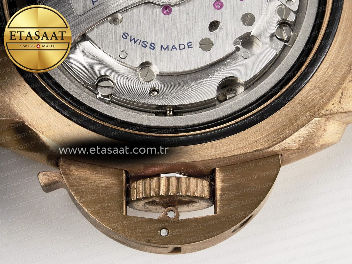PAM968 V Bronzo VSF 1:1 Best Edition Brown Ceramic Bezel and Dial on Brown Calfskin Strap P.9010 Clone - Görsel 24