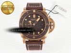 PAM968 V Bronzo VSF 1:1 Best Edition Brown Ceramic Bezel and Dial on Brown Calfskin Strap P.9010 Clone - Görsel 3