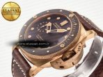 PAM968 V Bronzo VSF 1:1 Best Edition Brown Ceramic Bezel and Dial on Brown Calfskin Strap P.9010 Clone - Görsel 6