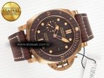 PAM968 V Bronzo VSF 1:1 Best Edition Brown Ceramic Bezel and Dial on Brown Calfskin Strap P.9010 Clone - Görsel 8