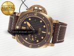 PAM968 V Bronzo VSF 1:1 Best Edition Brown Ceramic Bezel and Dial on Brown Calfskin Strap P.9010 Clone - Görsel 9