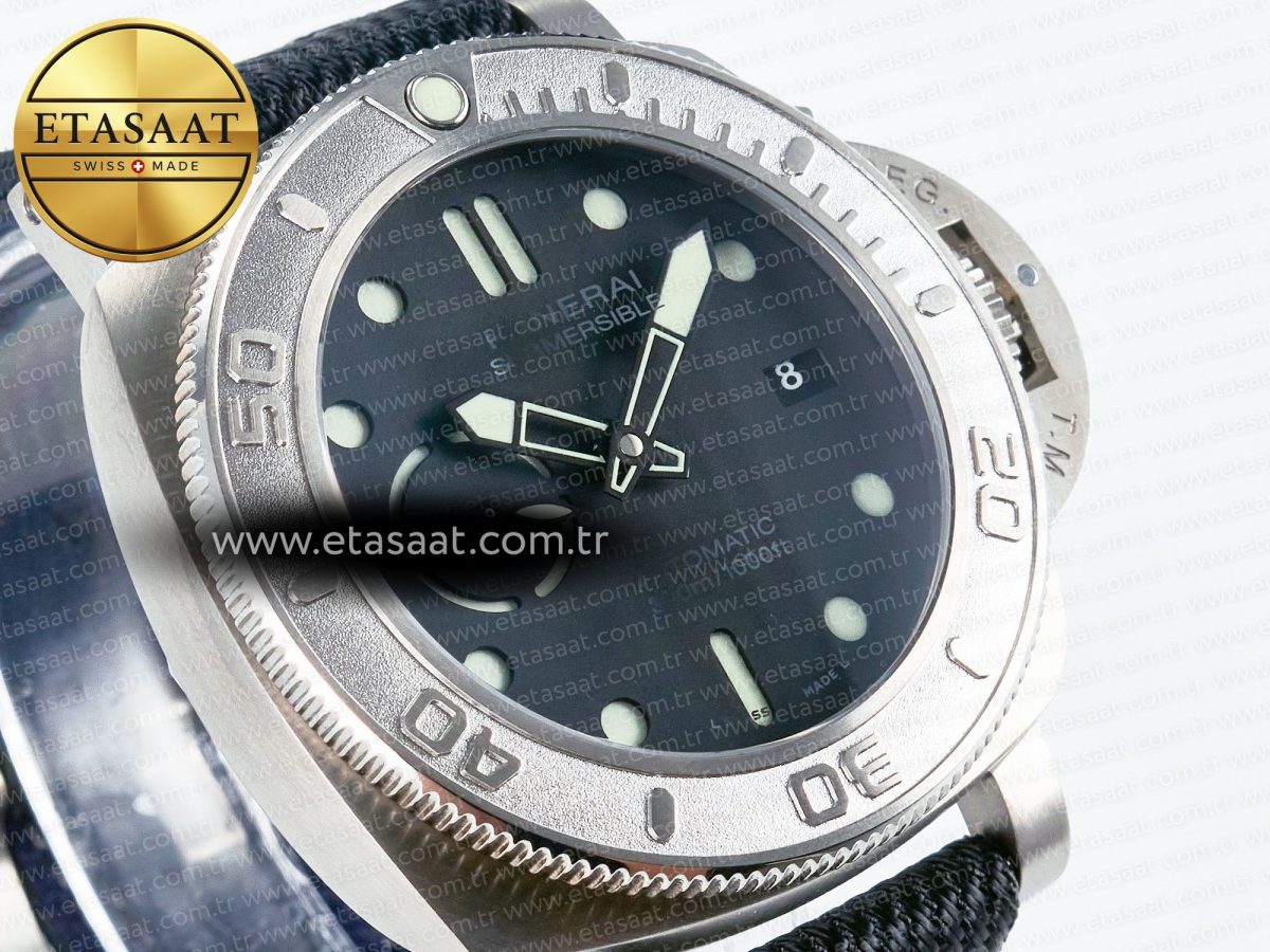 PAM984 Mike Horn Submersible VSF 1:1 Best Edition Black Dial on Black Nylon Strap P.9010 Clone - Görsel 5