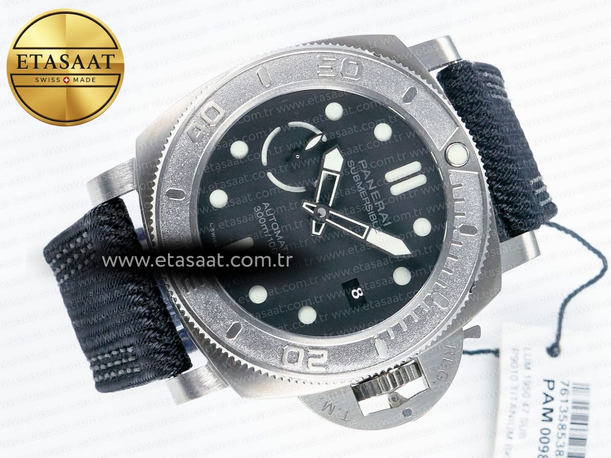 PAM984 Mike Horn Submersible VSF 1:1 Best Edition Black Dial on Black Nylon Strap P.9010 Clone - Görsel 8