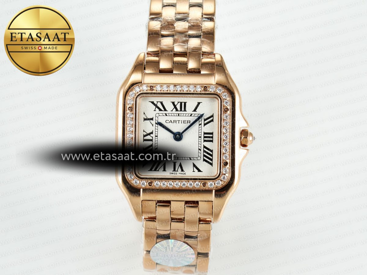 Panthère Secrete Ladies 27mm RG J12F 1:1 Best Edition White Dial Diamonds Bezel on RG Bracelet Ronda Quartz - Görsel 4