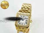 Panthère Secrete Ladies 27mm YG J12F 1:1 Best Edition White Dial Diamonds Bezel on YG Bracelet Ronda Quartz