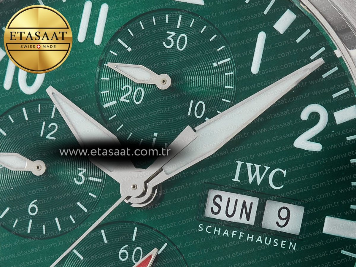 Pilot’s Watch IW388104 BLSF 1:1 Best Edition Performance Chronograph 41mm SS Green Dial On Stainless steel bracelet A7750 to 69385 - Görsel 10