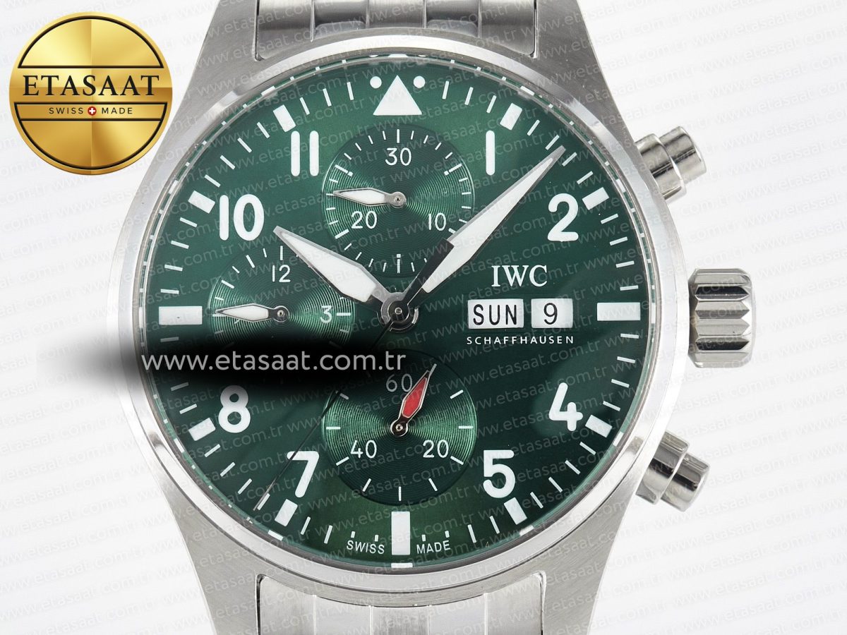 Pilot’s Watch IW388104 BLSF 1:1 Best Edition Performance Chronograph 41mm SS Green Dial On Stainless steel bracelet A7750 to 69385 - Görsel 4