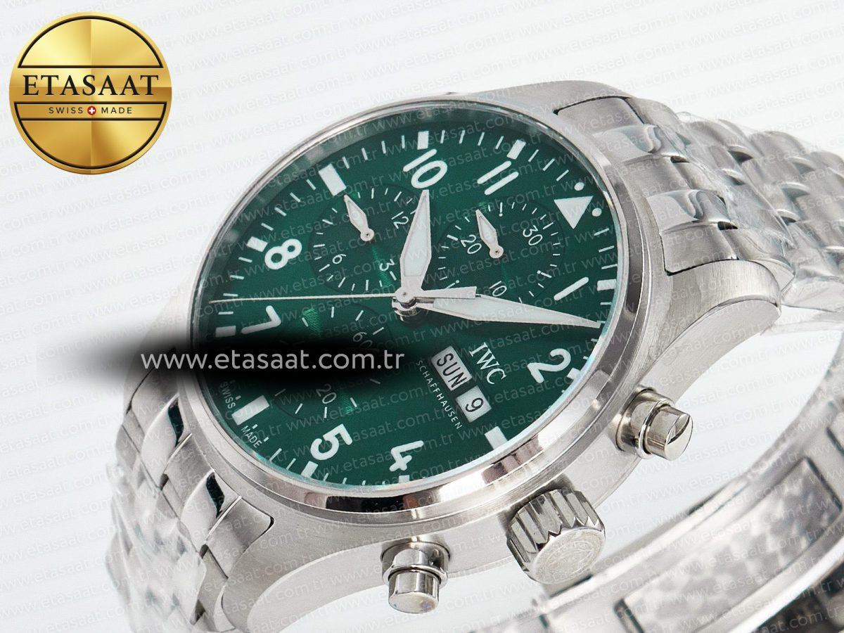 Pilot’s Watch IW388104 BLSF 1:1 Best Edition Performance Chronograph 41mm SS Green Dial On Stainless steel bracelet A7750 to 69385 - Görsel 6