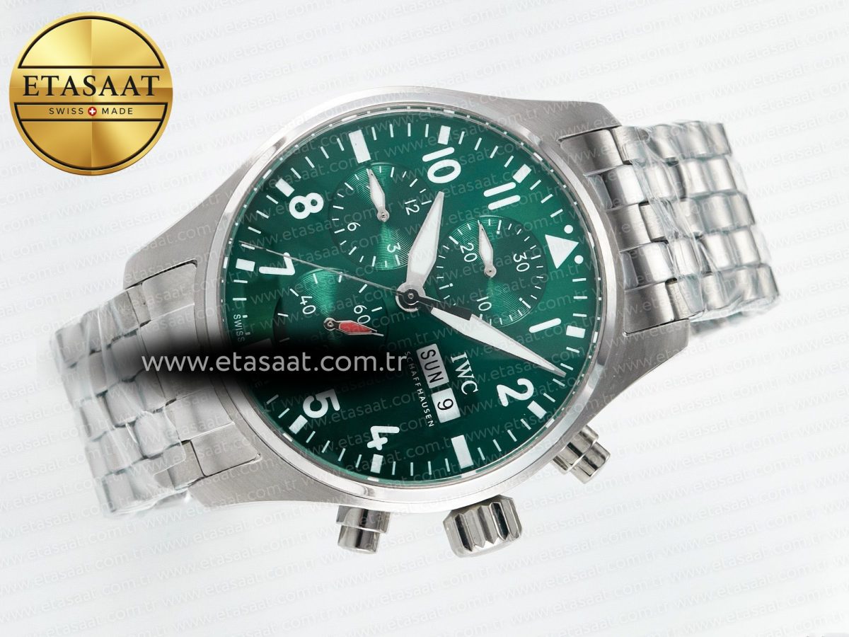 Pilot’s Watch IW388104 BLSF 1:1 Best Edition Performance Chronograph 41mm SS Green Dial On Stainless steel bracelet A7750 to 69385 - Görsel 8