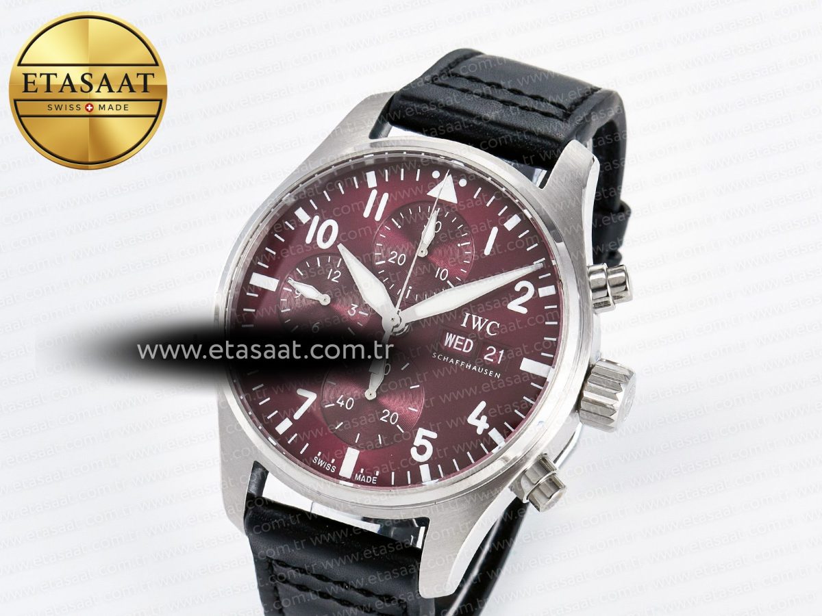 Pilot’s Watch IW388107 BLSF 1:1 Best Edition Performance Chronograph 41mm Chinese New Year Special Edition SS Red Dial On Black Rubber Strap A7750 to 69385 - Görsel 1