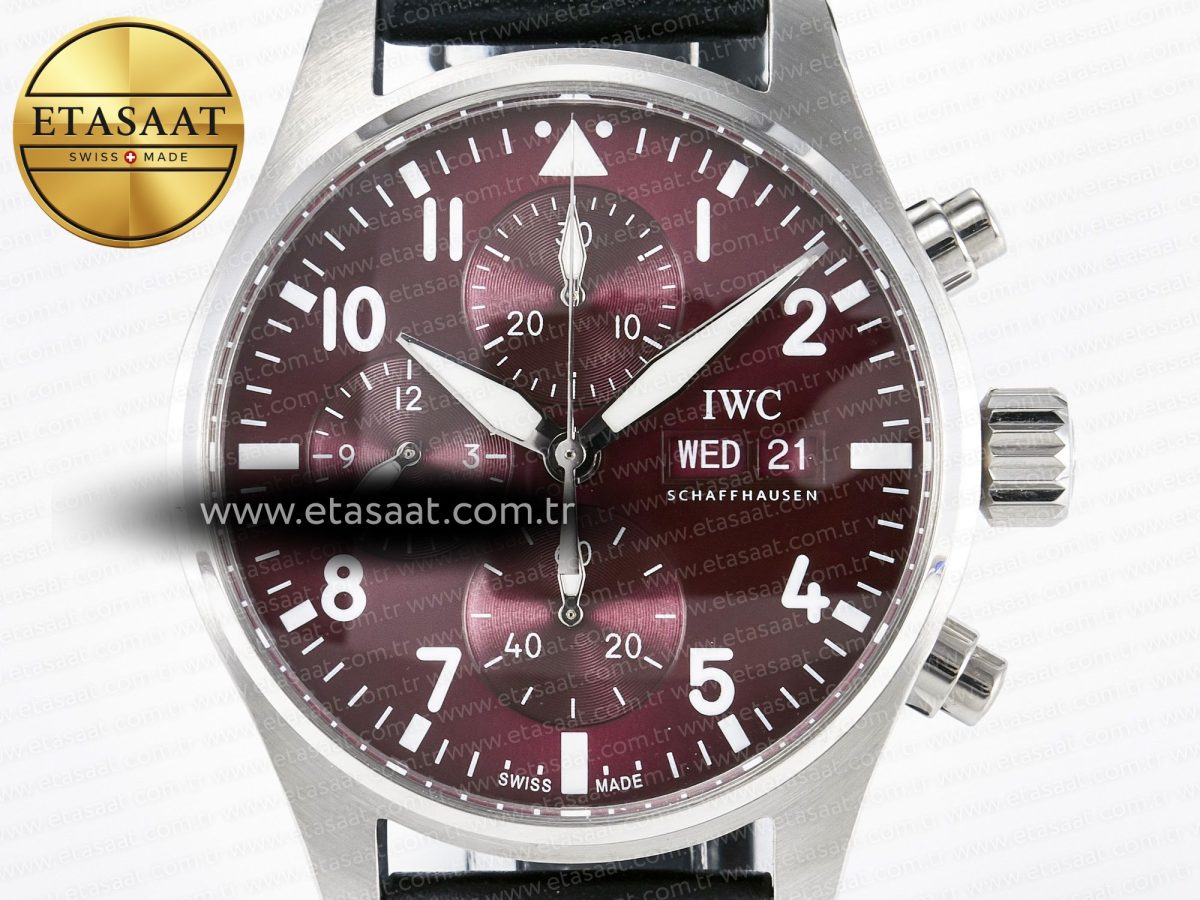 Pilot’s Watch IW388107 BLSF 1:1 Best Edition Performance Chronograph 41mm Chinese New Year Special Edition SS Red Dial On Black Rubber Strap A7750 to 69385 - Görsel 4