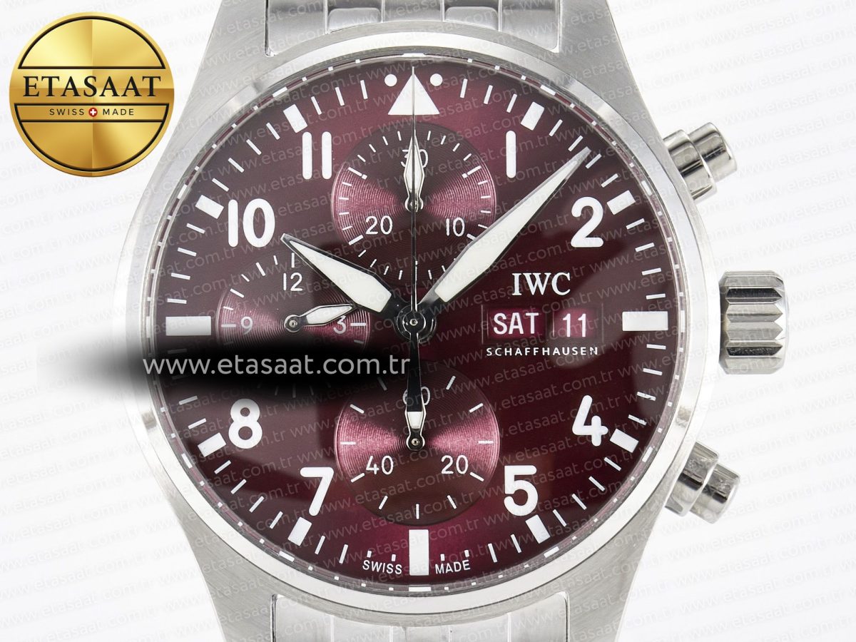 Pilot’s Watch IW388107 BLSF 1:1 Best Edition Performance Chronograph 41mm Chinese New Year Special Edition SS Red Dial On Stainless steel bracelet A7750 to 69385 - Görsel 4