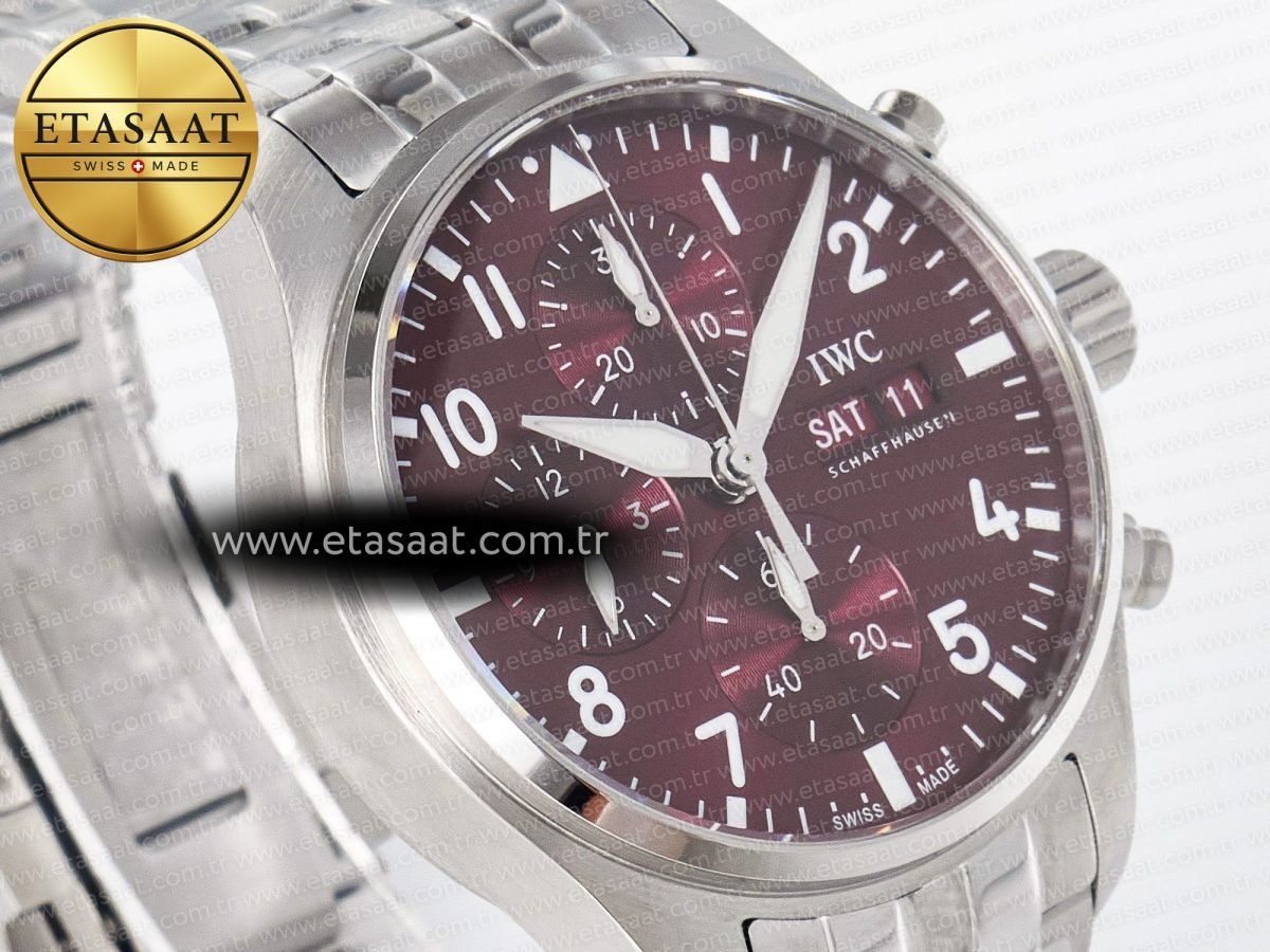 Pilot’s Watch IW388107 BLSF 1:1 Best Edition Performance Chronograph 41mm Chinese New Year Special Edition SS Red Dial On Stainless steel bracelet A7750 to 69385 - Görsel 5