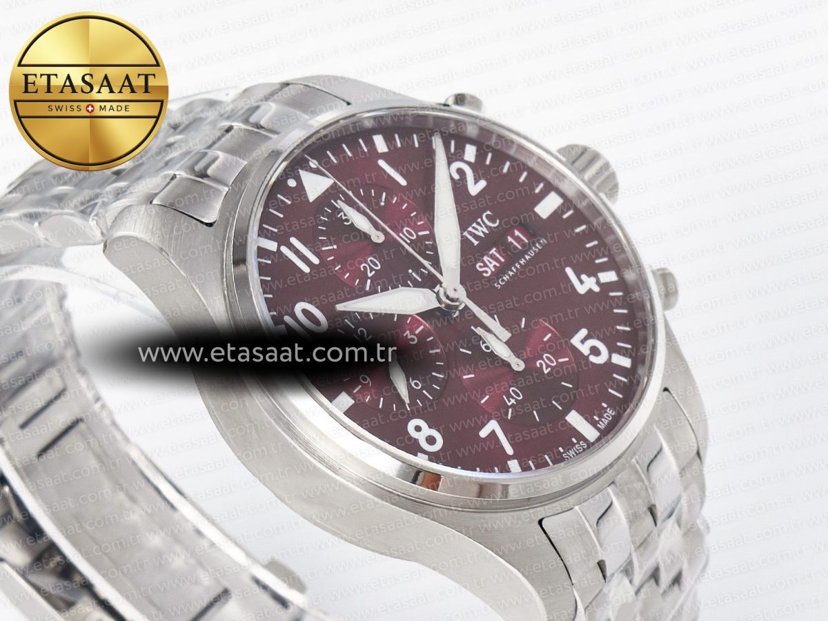 Pilot’s Watch IW388107 BLSF 1:1 Best Edition Performance Chronograph 41mm Chinese New Year Special Edition SS Red Dial On Stainless steel bracelet A7750 to 69385 - Görsel 7