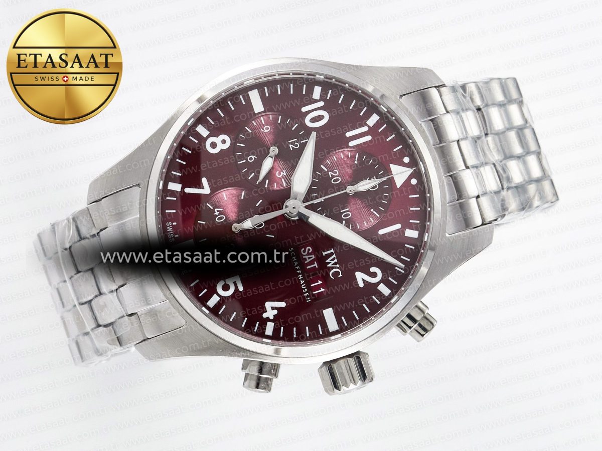 Pilot’s Watch IW388107 BLSF 1:1 Best Edition Performance Chronograph 41mm Chinese New Year Special Edition SS Red Dial On Stainless steel bracelet A7750 to 69385 - Görsel 8
