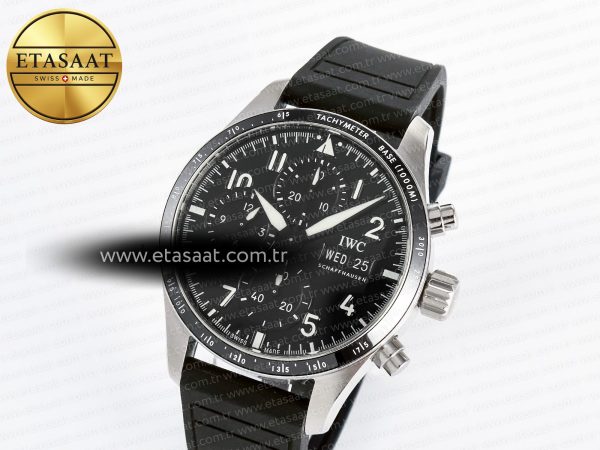 Pilot’s Watch IW388305 BLSF 1:1 Best Edition Performance Chronograph 41mm Mercedes-AMG F1 Team SS Black Dial On Black EasX-CHANGE System Rubber Strap A7750 to 69385