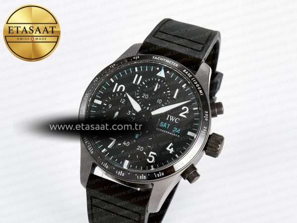 Pilot’s Watch IW388307 BLSF 1:1 Best Edition Performance Chronograph 41mm Mercedes-AMG F1 Team SS Black Dial On Black EasX-CHANGE System Rubber Strap A7750 to 69385