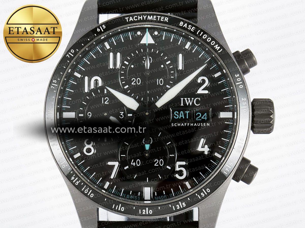 Pilot’s Watch IW388307 BLSF 1:1 Best Edition Performance Chronograph 41mm Mercedes-AMG F1 Team SS Black Dial On Black EasX-CHANGE System Rubber Strap A7750 to 69385 - Görsel 4