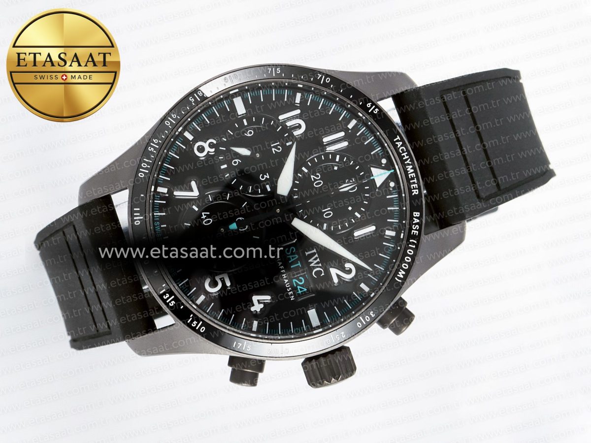 Pilot’s Watch IW388307 BLSF 1:1 Best Edition Performance Chronograph 41mm Mercedes-AMG F1 Team SS Black Dial On Black EasX-CHANGE System Rubber Strap A7750 to 69385 - Görsel 8