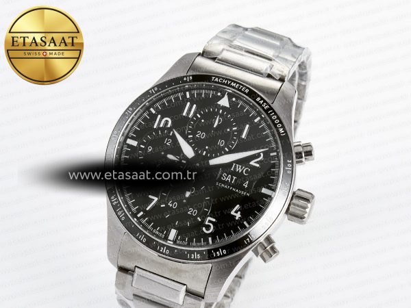 Pilot’s Watch IW388307 BLSF 1:1 Best Edition Performance Chronograph 41mm Mercedes-AMG F1 Team SS Black Dial On Stainless steel bracelet A7750 to 69385